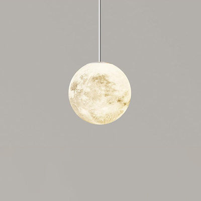 Modern Minimalist Astronaut Moon Iron Resin LED Pendant Light For Bedroom
