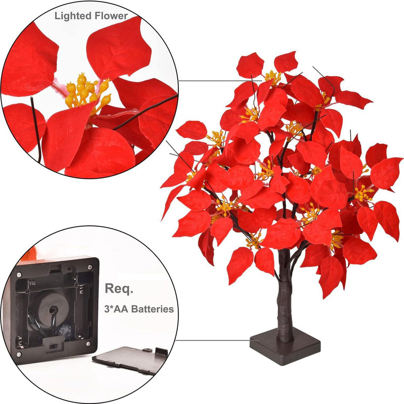 Modern Art Deco Fabric Artificial Maple Leaf Tree LED Table Lamp For Bedroom