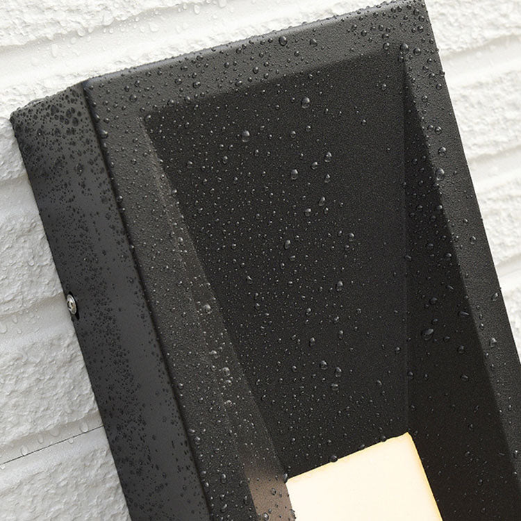 Lámpara de Aplique de Pared LED de Cuboide de Acero Inoxidable Impermeable Industrial Contemporáneo con Pantalla de Acrílico para Patio Exterior 