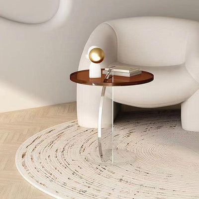 Table basse ronde semi-circulaire minimaliste moderne en plastique pour salon 