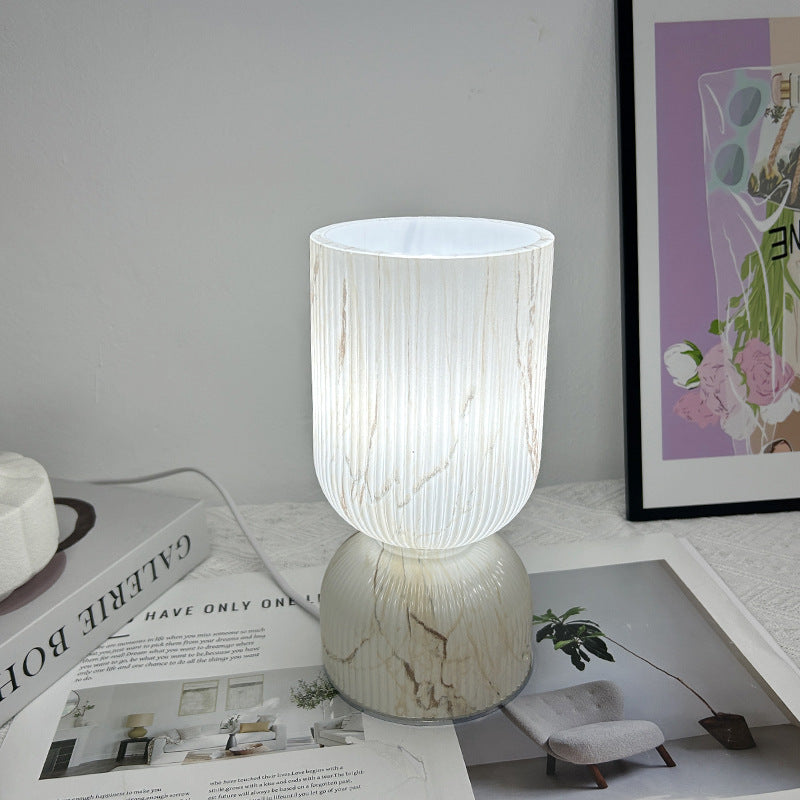 Lampe de table moderne minimaliste en verre cylindre avec entonnoir 1 lumière pour chambre 