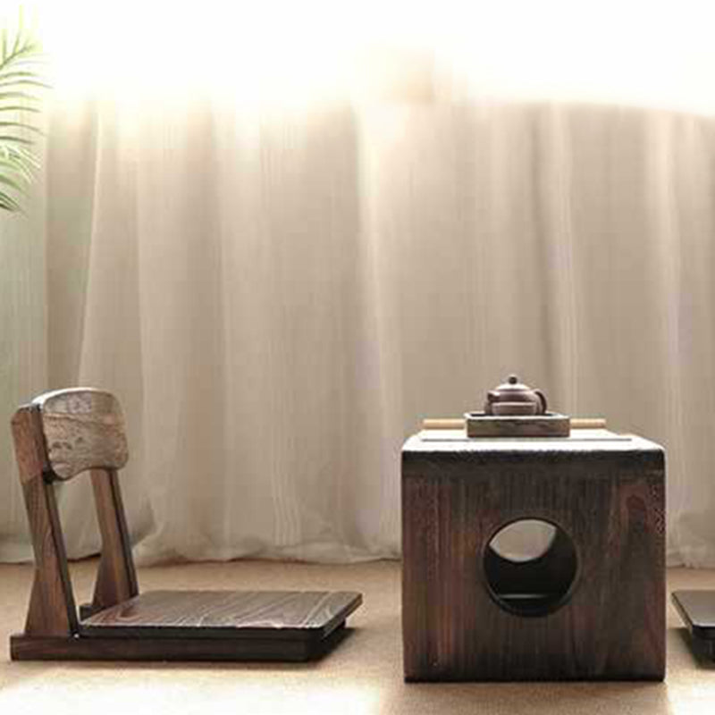 Traditioneller japanischer quadratischer Paulownia-Holz-Baumwoll-Leinenstuhl Tatami-Rückenlehne für den Unterhaltungsraum 