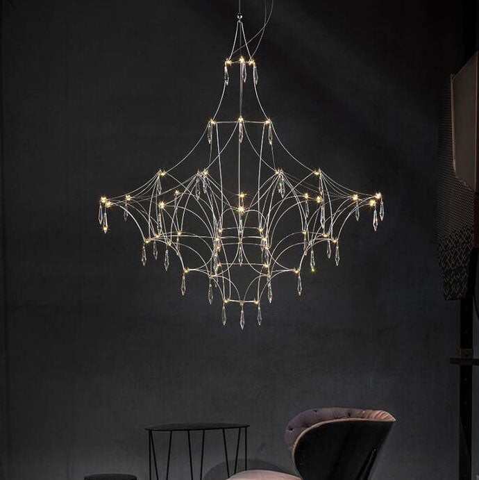 Modern Luxury Firefly Geometric Stainless Steel LED Chandelier for Living Room