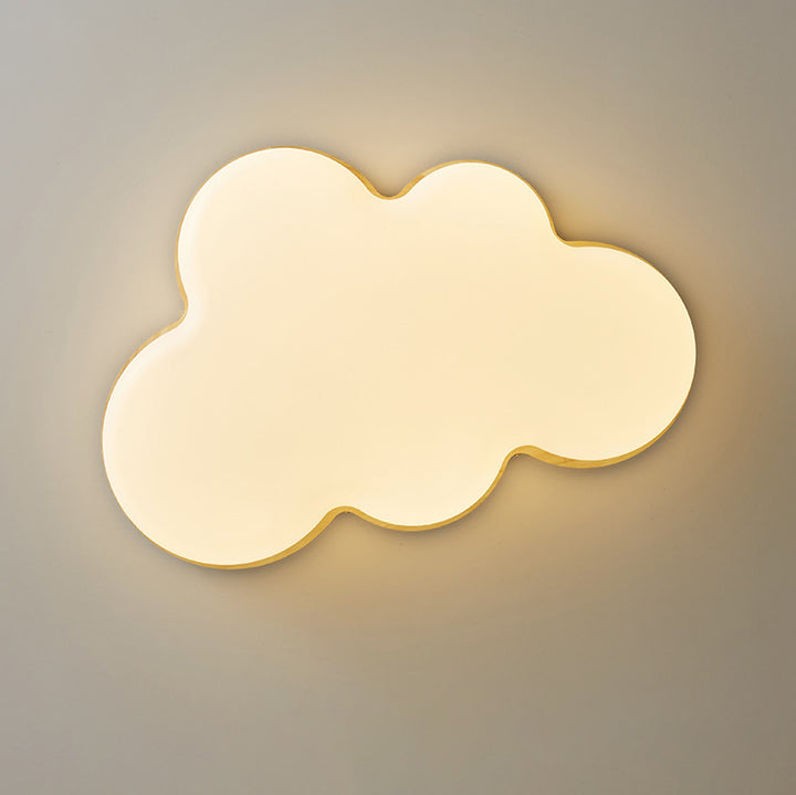 Lumière de plafond LED encastrée en acrylique et bois de caoutchouc en forme de nuage moderne et minimaliste pour chambre 
