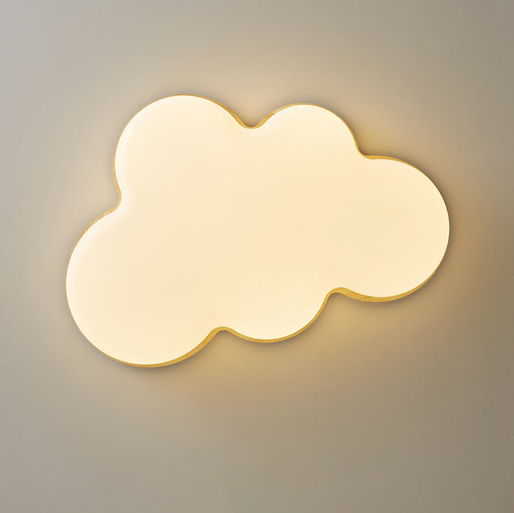 Luz de techo empotrada LED de acrílico y madera de caucho con forma de nube minimalista moderna para dormitorio 