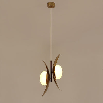 Zeitgenössische nordische ovale Kugel Eisen Titan 2-Licht Pendelleuchte für Wohnzimmer 