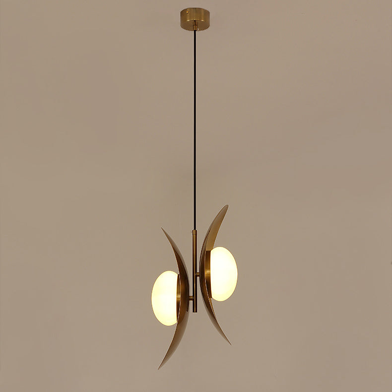 Zeitgenössische nordische ovale Kugel Eisen Titan 2-Licht Pendelleuchte für Wohnzimmer 