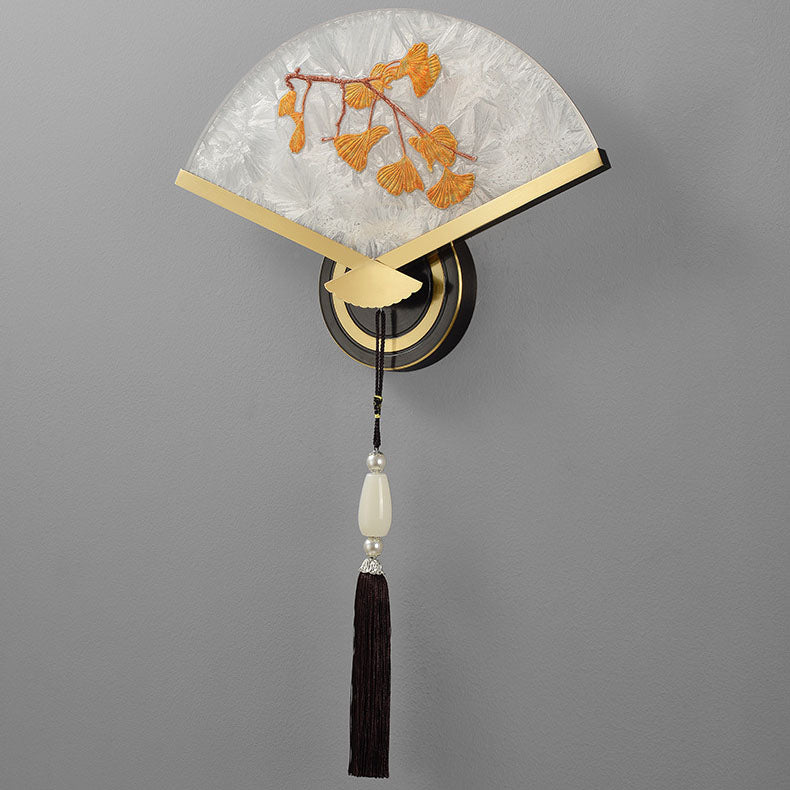 Lámpara de aplique de pared LED de acrílico de magnesio y cobre acanalado chino tradicional para dormitorio 