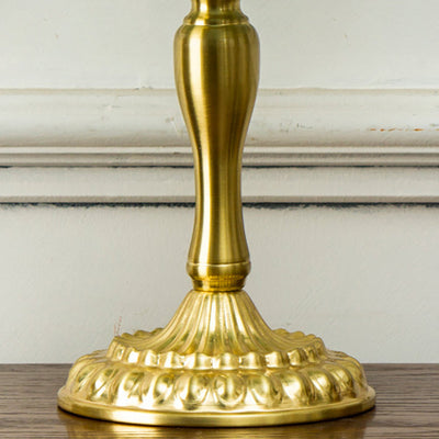 Lampe de table à 1 lumière traditionnelle en métal européen avec motif floral peint et franges pour chambre 