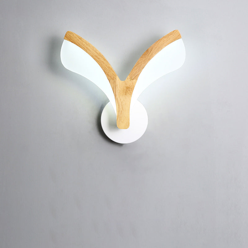 Applique murale LED en bois incurvé japonais traditionnel avec acrylique pour chambre 