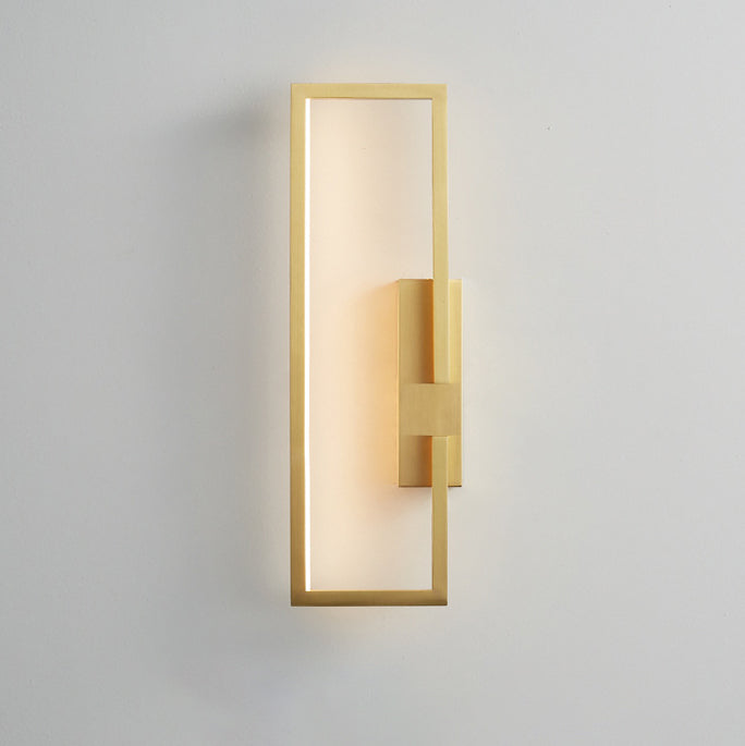 Moderne Mid-Century Wandleuchte aus Kupfer im rechteckigen geometrischen Design mit LED für das Bett 