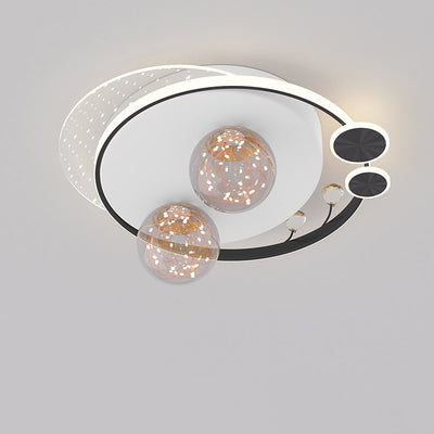 Contemporary Nordic Iron Acrylic Elliptical Star LED Semi-Flush Mount Ceiling Light For Bedroom