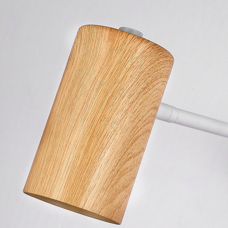 Applique murale 1 lumière en fer, plastique et grain de bois scandinave contemporain pour chambre à coucher 