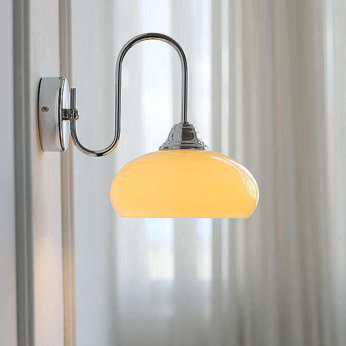 Contemporary Nordic Round Dome Iron Glass 1-Light Wall Sconce Lamp For Bedroom