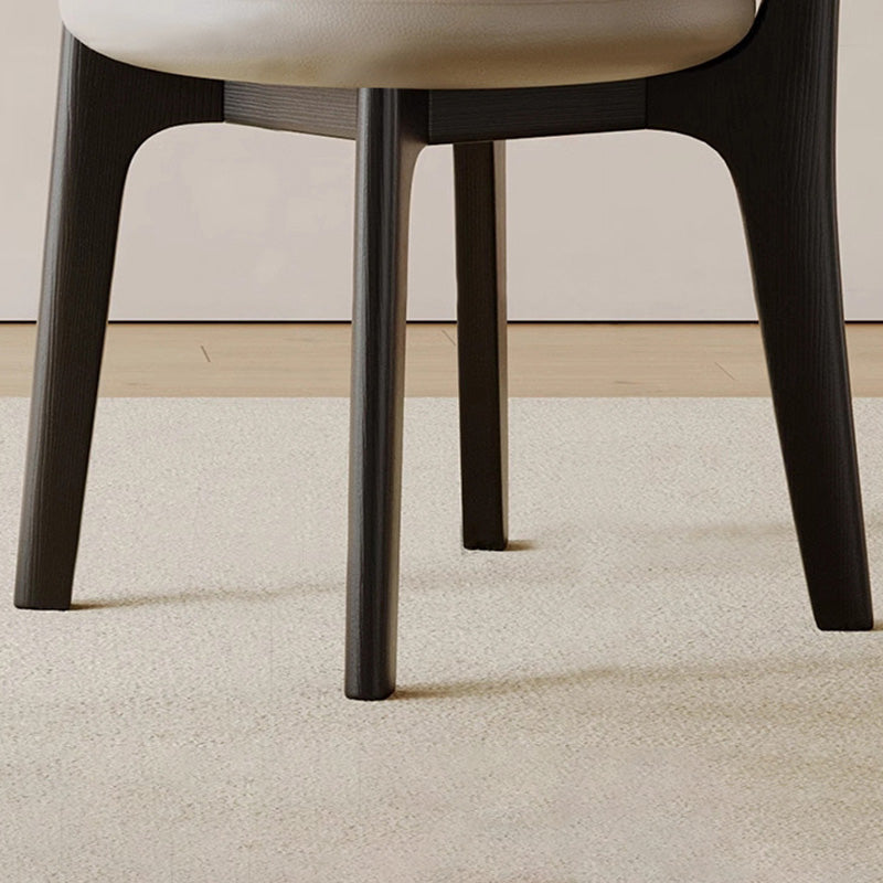 Silla de comedor sin brazos contemporánea de simplicidad redonda con respaldo de marco de madera de terciopelo suave para comedor 