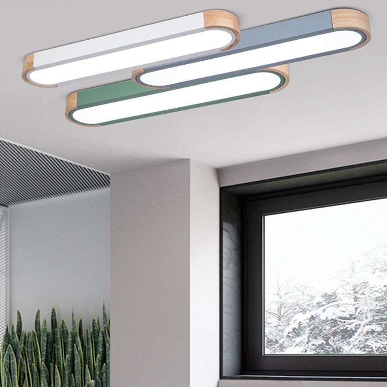 Contemporáneo Escandinavo Lámpara de Techo Empotrada LED Acrílico de Tronco Ovalado Largo de Hierro para Dormitorio 