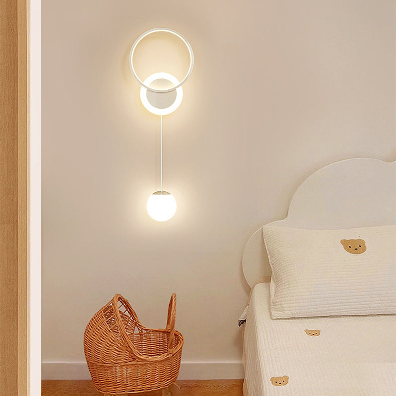 Lámpara de Aplique de Pared LED de Bola Redonda de Hierro y Acrílico de Simplicidad Moderna para Mesita de Noche 