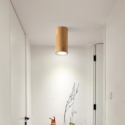 Nordic Creative Log Wood Tube LED Flush Mount Ceiling Light