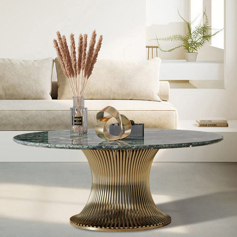 Ensemble de tables basses rondes contemporaines en marbre et acier inoxydable pour salon 