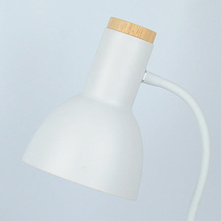 Zeitgenössische nordische Tischlampe aus Eisen mit rundem Schirm und Holzsockel, 1 Licht, für das Home Office 