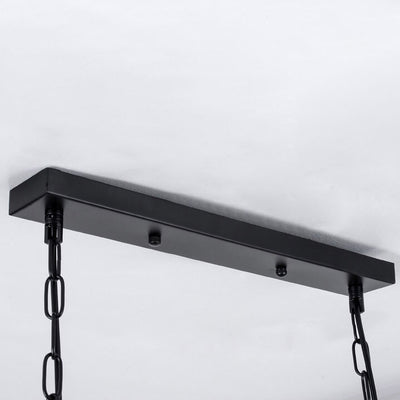 ثريا ضوء الجزيرة بأربعة/ستة أضواء على شكل قفص حديدي هندسي مستطيل للمزرعة التقليدية لغرفة الطعام 