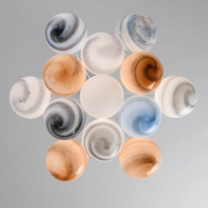 Zeitgenössischer kreativer Mondglas-Kronleuchter mit 7/13/19 Lichtern für Wohnzimmer 