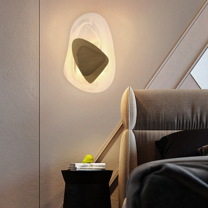 Modern Art Deco Irregular Oval Glass Iron LED Wall Sconce Lamp For Living Room