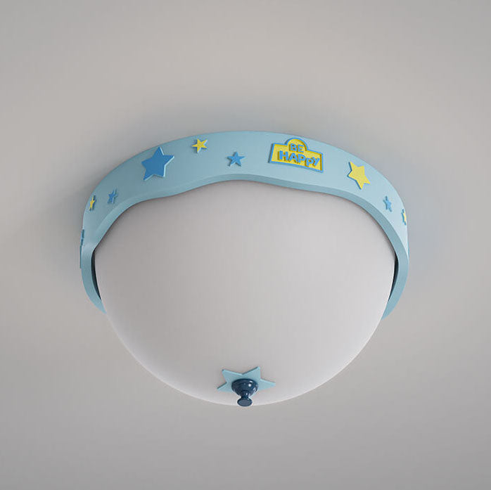 Contemporary Creative Acrylic Cartoon Semicircle LED Flush Mount Ceiling Light For Bedroom