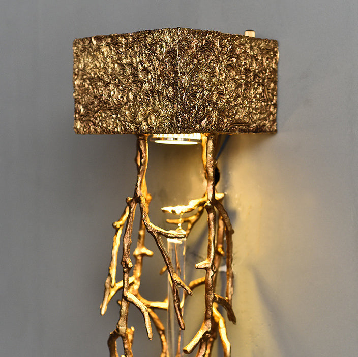 Moderne Luxus-Quadrat-Träne Kupfer Kristall 1-Licht Wandleuchte Lampe für Schlafzimmer 