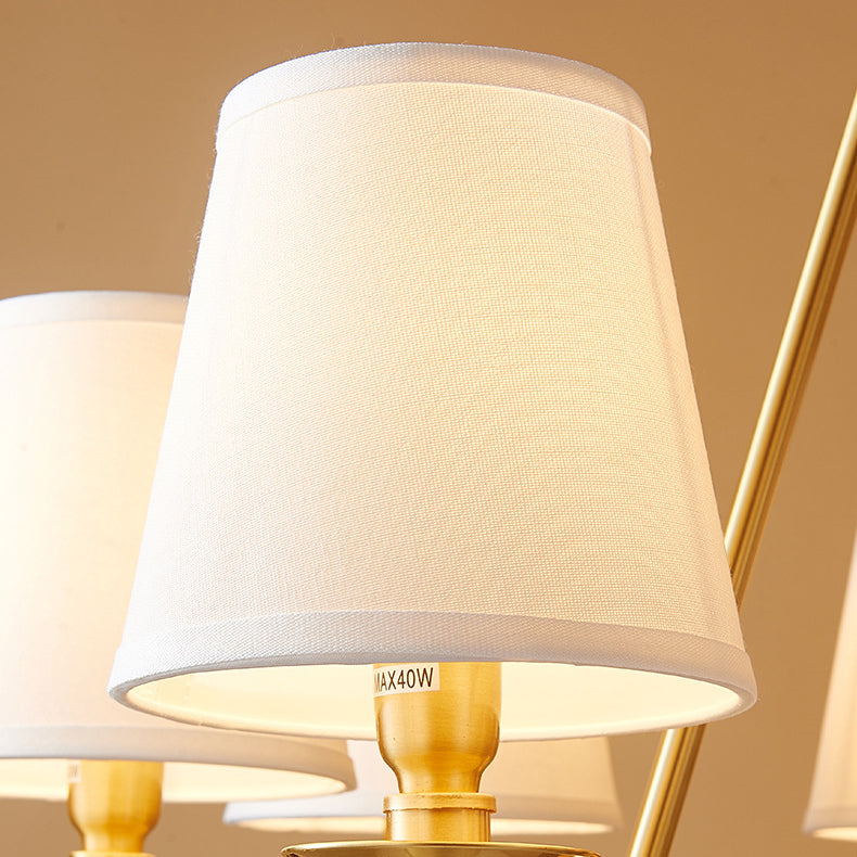 Lustre moderne rond de luxe en cuivre avec tissu et 5/6/8/10 lumières pour salon 