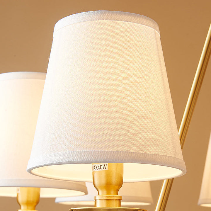 Lustre moderne rond de luxe en cuivre avec tissu et 5/6/8/10 lumières pour salon 