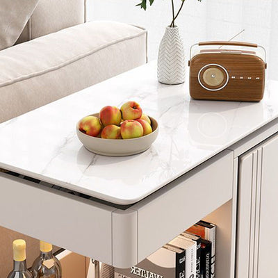 Table d'appoint moderne minimaliste rectangulaire en métal et bois avec 2 tiroirs pour salon 
