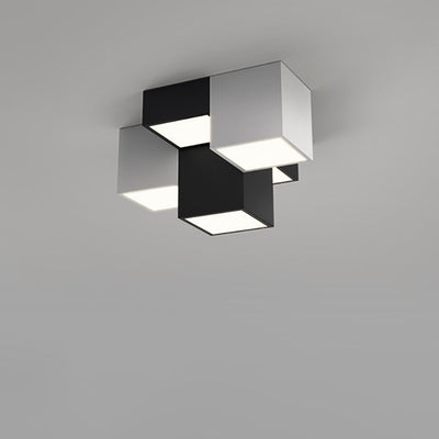 Modern Minimalist Cube Iron Acrylic LED Flush Mount Ceiling Light For Living Room