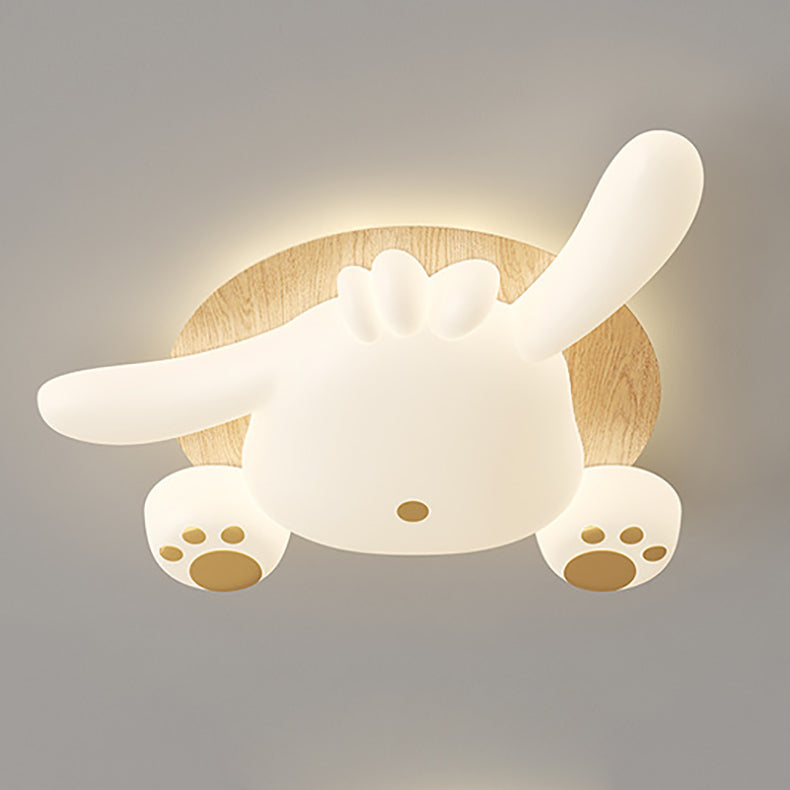 Zeitgenössische kreative Bär Eisen Kunststoff LED Semi-Flush Mount Deckenleuchte für Wohnzimmer 