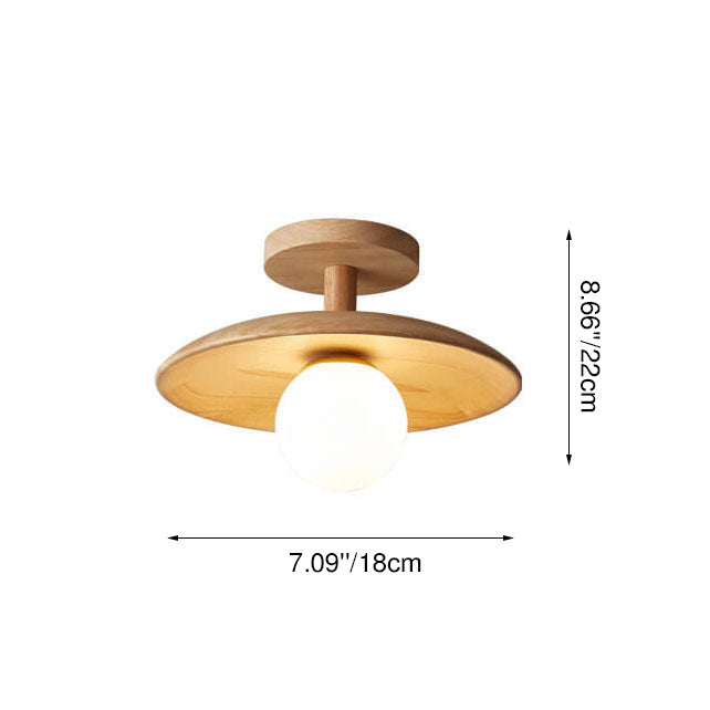 Nordic Creative Wooden Dome 1-Light Semi-Flush Mount Ceiling Light