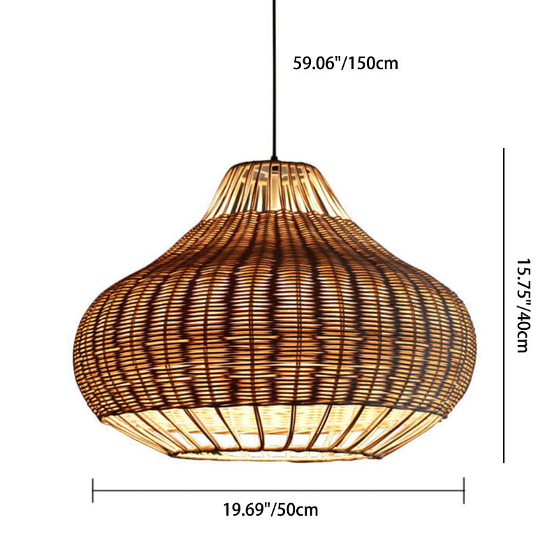 Modern Rattan 1-Light Pear Shaped Pendant Light