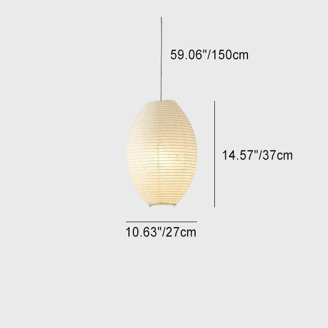 Traditionelle japanische elliptische Pendelleuchte aus Eisenpapier mit 1 Licht für Esszimmer 