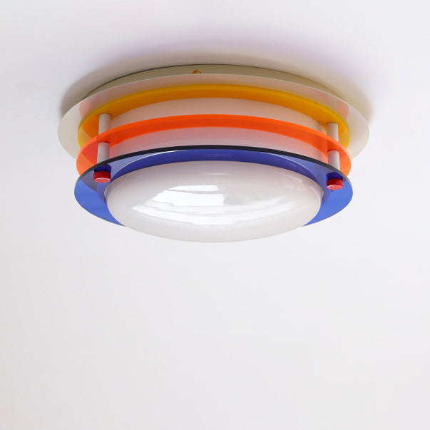 Moderne minimalistische bunte Eisen-Acryl-Disc Splicing LED Unterputz-Deckenleuchte für Schlafzimmer 