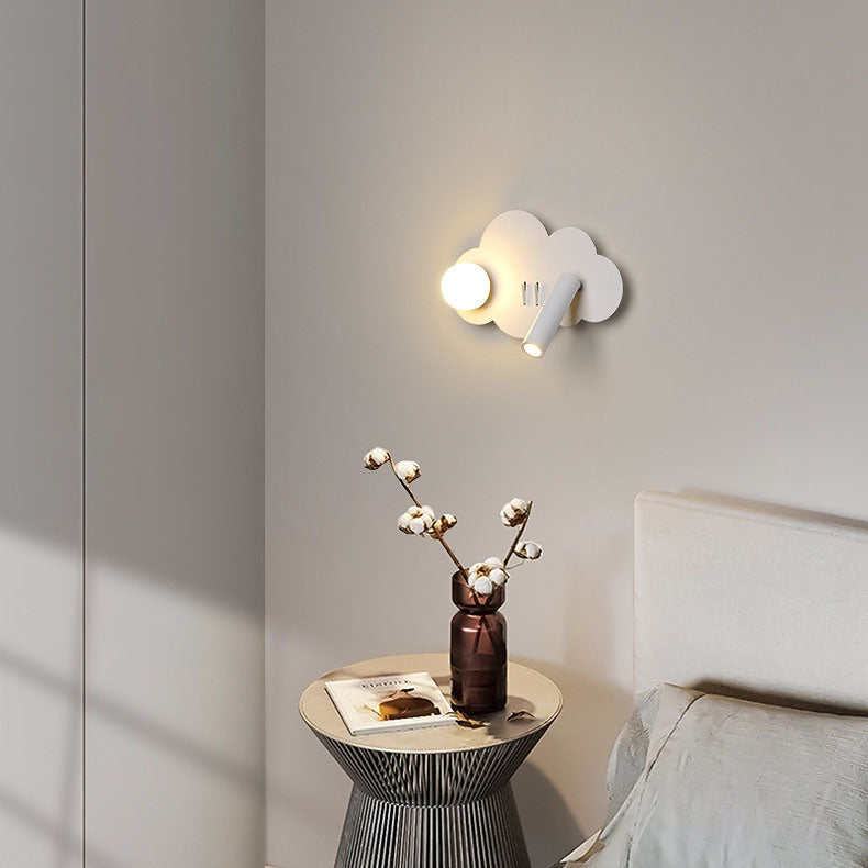 Lámpara de Aplique de Pared con Foco Giratorio LED de Forma de Nube de Acrílico y Aluminio de Simplicidad Contemporánea para Dormitorio 