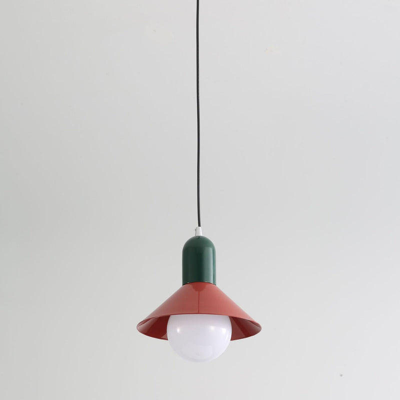 Contemporary Simplicity Macaron Iron Geometric Cone Shape 1-Light Pendant Light For Living Room