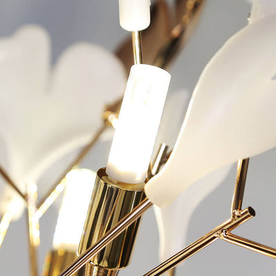 Nordic Romantic Ginkgo Leaf Decorative Iron 5-Light Standing Floor Lamp