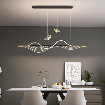Moderne minimalistische lange Schmetterling Silikon Hardware Acryl LED Insel Licht Kronleuchter für Wohnzimmer 
