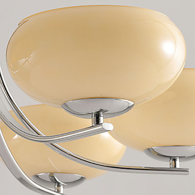 Traditional French Iron Glass Round Shape 3/6-Light Chandelier For Living Room