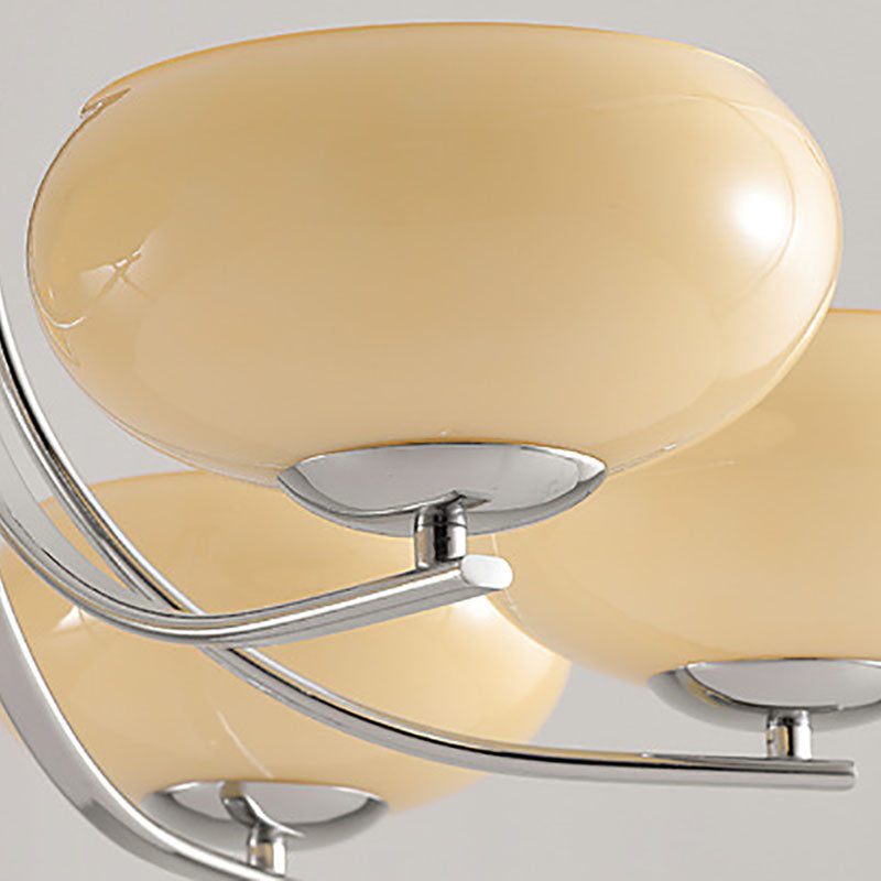 Traditional French Iron Glass Round Shape 3/6-Light Chandelier For Living Room