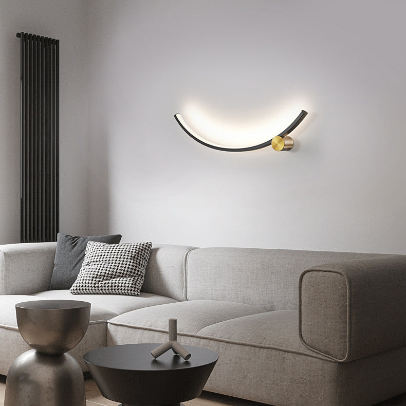 Moderne minimalistische Arc Aluminium Streifen Acryl LED Wandleuchte Lampe für Wohnzimmer 