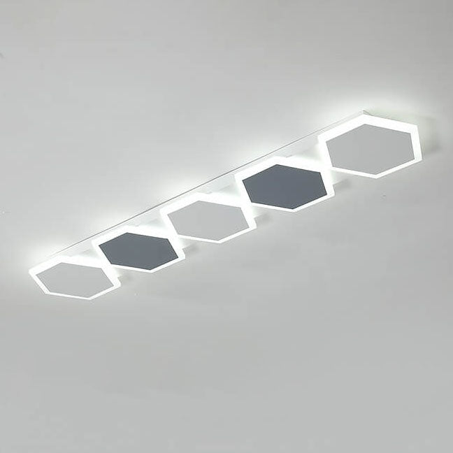 Japanese Minimalist Long Strip Hexagonal Acrylic Lampshade LED Flush Mount Ceiling Light