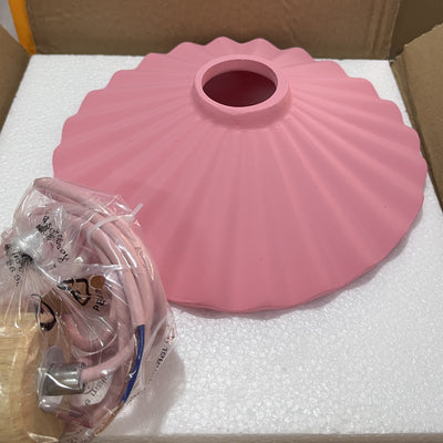 Suspension Luminaire à 1 Lumière avec Abat-Jour Festonné en Ciment Macaron Moderne 