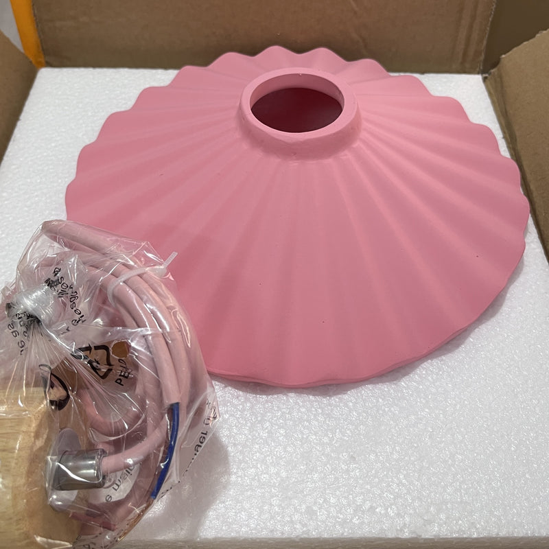 Suspension Luminaire à 1 Lumière avec Abat-Jour Festonné en Ciment Macaron Moderne 