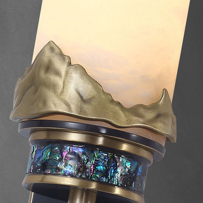 Moderne chinesische Marmorsäule Messing LED Wandleuchte 