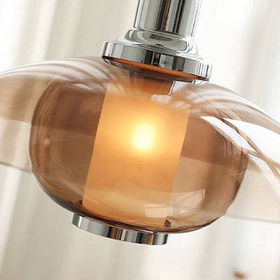Zeitgenössische nordische bernsteinfarbene Glasscheibe aus Eisen mit 1 Licht für Wohnzimmer 